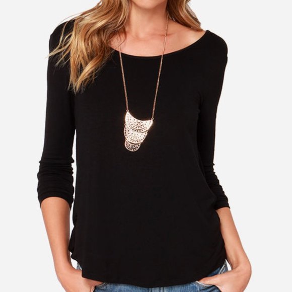 Lulus black twist back top sz M - Picture 3 of 3